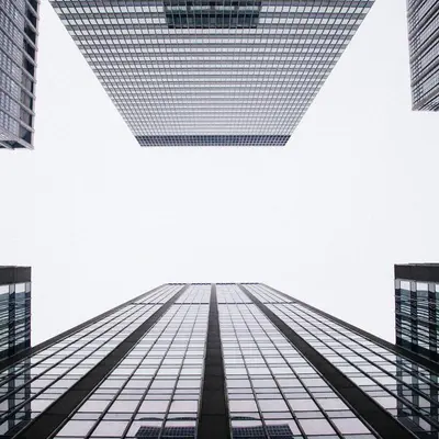 Office buildings under clouds