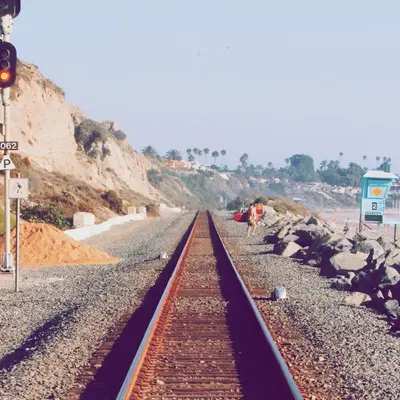 Railroad tracks by the beach